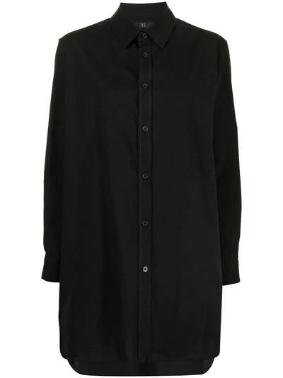 Shop Y's Pointed-collar Cotton Shirt In Black