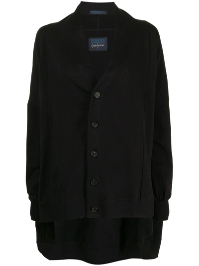 Shop Yohji Yamamoto V-neck High-low Hem Cardigan In Black