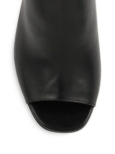 Shop Prada Open-toed Leather Ankle Boots In Cognac