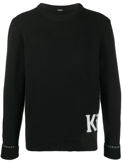 Shop Kiton Logo Intarsia Cashmere Jumper In Black