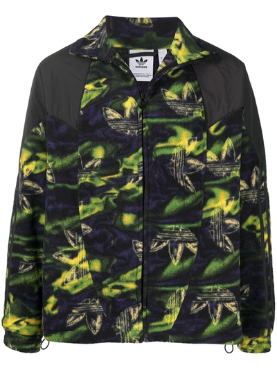 Shop Adidas Originals Trefoil-print Polar-fleece Track Jacket In Black