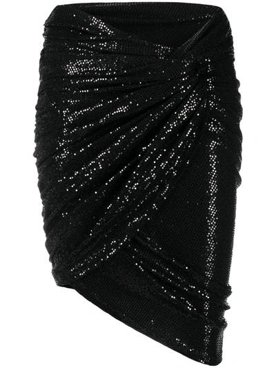 Shop Attico Asymmetrical Wrap Dress In Black