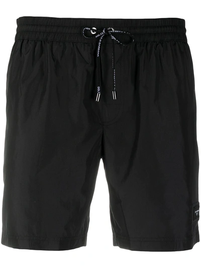 Shop Dolce & Gabbana Logo Patch Swimming Shorts In Black