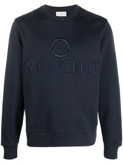 Shop Moncler Logo-embossed Sweatshirt In Blue