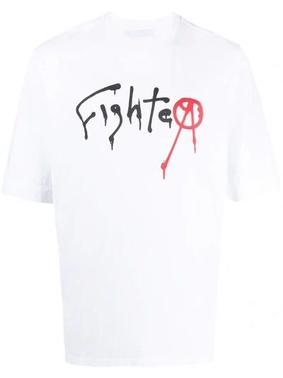 Shop Neil Barrett Fighter Cotton T-shirt In White