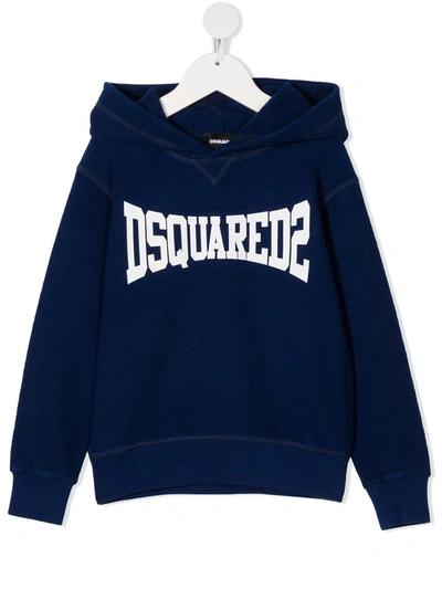 Shop Dsquared2 Logo-print Hoodie In Blue