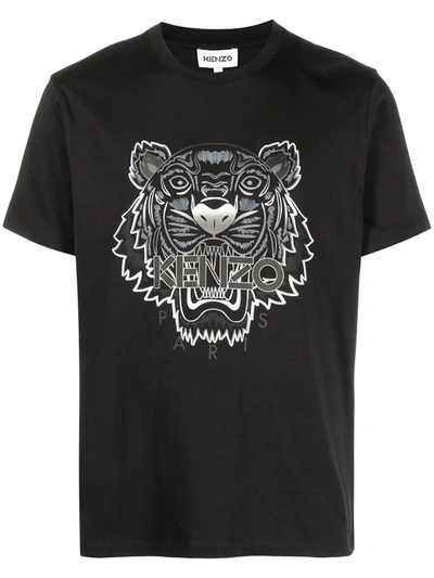 Shop Kenzo Tiger-print Logo T-shirt In Black