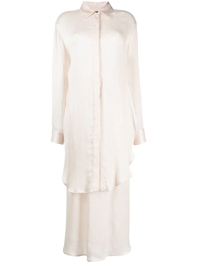 Shop Mara Hoffman Metallic-tone Button-up Shirt Dress In Neutrals