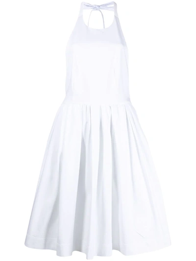 Shop Prada Halterneck Flared Mini Dress In Weiss