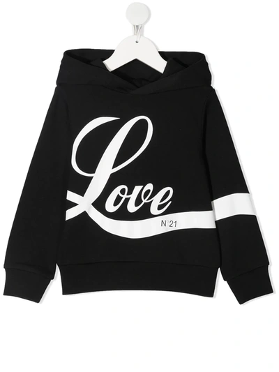 Shop N°21 Love Print Hoodie In Black