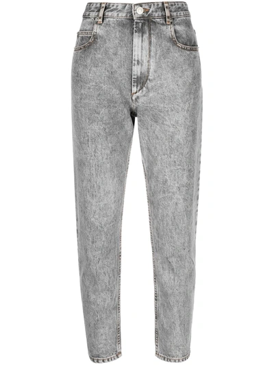 Shop Isabel Marant Étoile Acid-wash Cropped Jeans In Grey