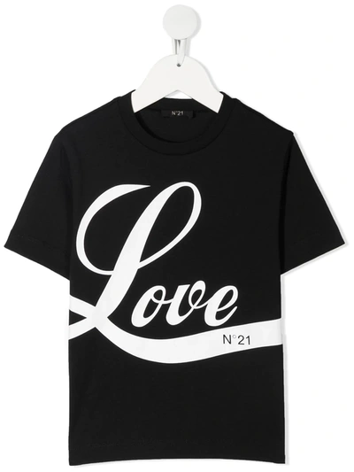Shop N°21 Love-print T-shirt In Black