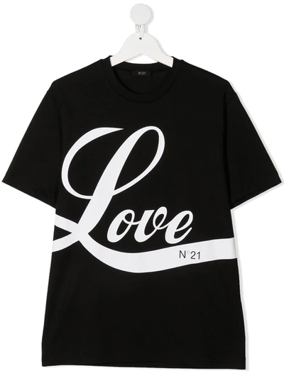 Shop N°21 Love Print T-shirt In Black