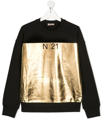 Shop N°21 Metallic Logo Sweatshirt In Black