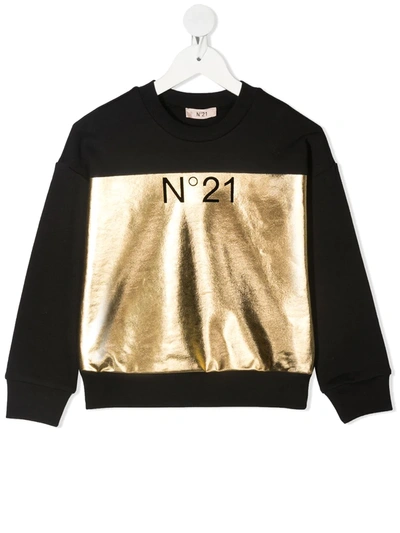 Shop N°21 Metallic Panel Sweatshirt In Black