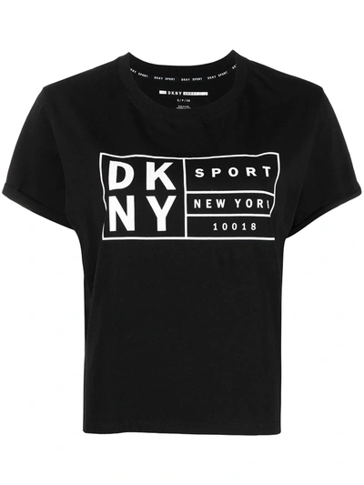 Shop Dkny Logo Print Cotton T-shirt In Black
