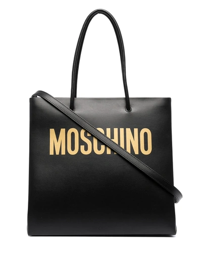 Shop Moschino Logo Print Tote In Black