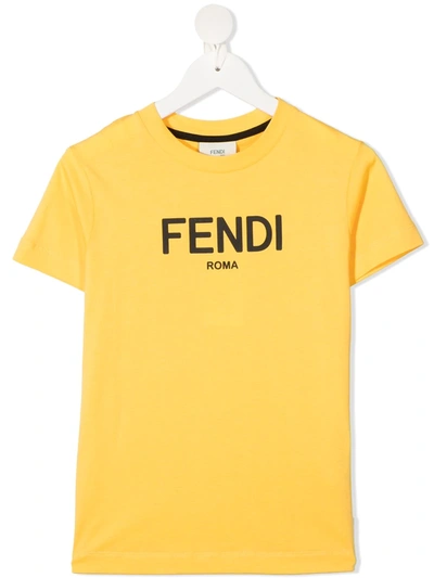 Shop Fendi Logo-print T-shirt In Yellow
