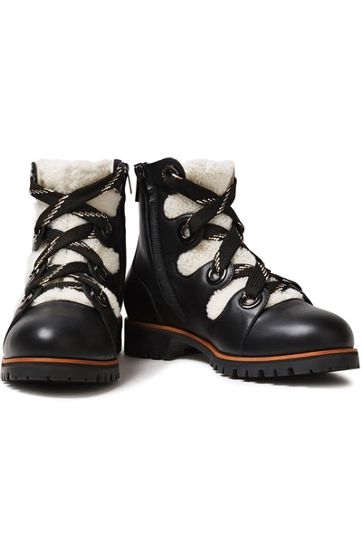 Shop Jimmy Choo Bei Shearling-lined Lace-up Leather Ankle Boots In Black
