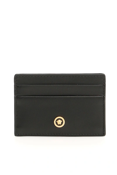 Shop Versace Leather Cardholder In Nero Oro Caldo (black)