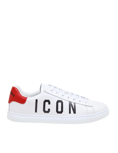 Shop Dsquared2 Dsquared New Tennis Sneakers In White Color Leather In White/black