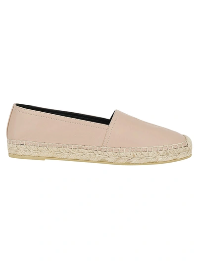Saint Laurent 10mm Logo Embossed Leather Espadrilles In Pink