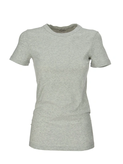 Shop Brunello Cucinelli Stretch Cotton Jersey T-shirt With Monili In Light Grey