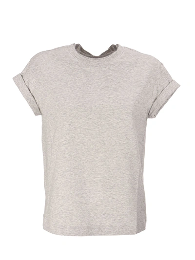 Shop Brunello Cucinelli Stretch Cotton Jersey T-shirt With Precious Faux-layering In Light Grey