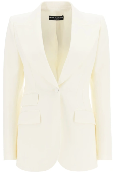 Shop Dolce & Gabbana Turlington Jacket In Wool Natte In Bianco Naturale (white)
