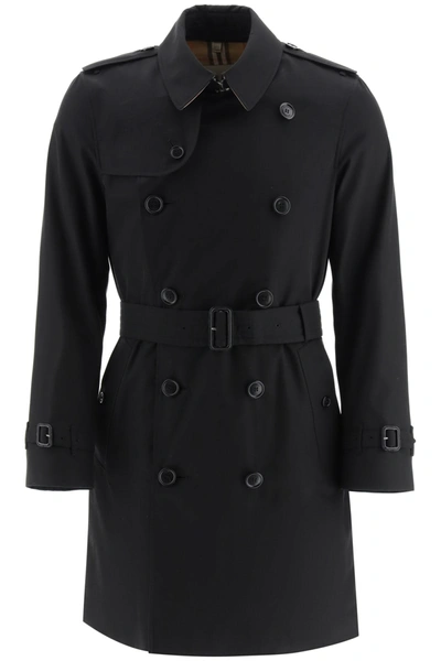 Shop Burberry Kensington Medium Trench Coat In Black (black)