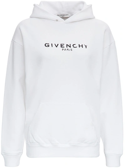Shop Givenchy Cotton Hoodie With Logo Print In White