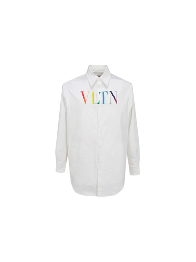 Shop Valentino Shirt In Bianco/vltn Multi