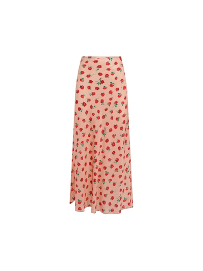 Shop Rixo London Rixo Kelly Skirt In Vintage Rose - Nude Red