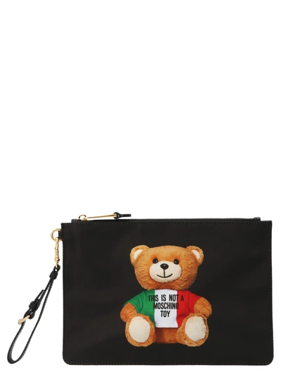 Shop Moschino Teddy Italia Bag In Black