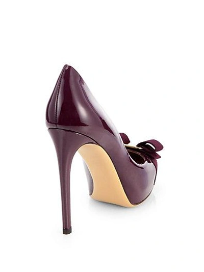 Shop Ferragamo Rilly Patent Leather Bow Pumps In Black