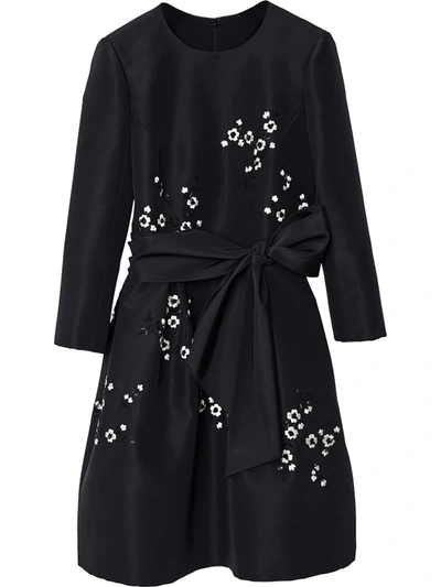 Shop Carolina Herrera Embroidered Floral Dress In Black