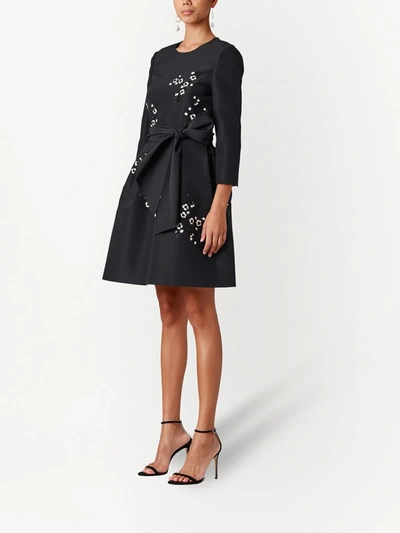 Shop Carolina Herrera Embroidered Floral Dress In Black