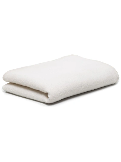 Shop Tekla Whipstitch Trim Virgin Wool Blanket In White
