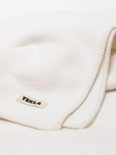 Shop Tekla Whipstitch Trim Virgin Wool Blanket In White