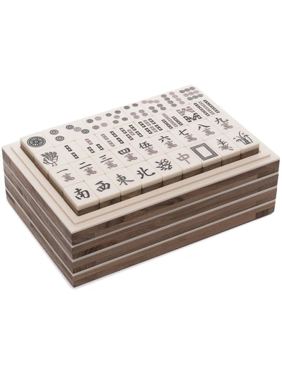Shop Brunello Cucinelli Wooden Mahjong Set In White