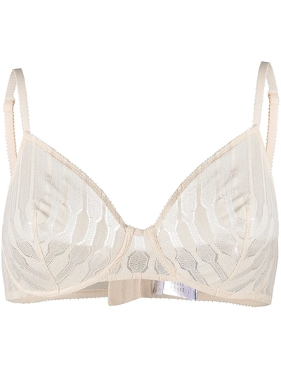 Eres Officielle Leavers Lace Underwired Soft-cup Bra In Neutrals