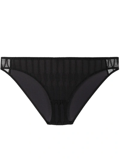 Eres Ebene Leavers Lace-trimmed Stretch-jersey Briefs In Black
