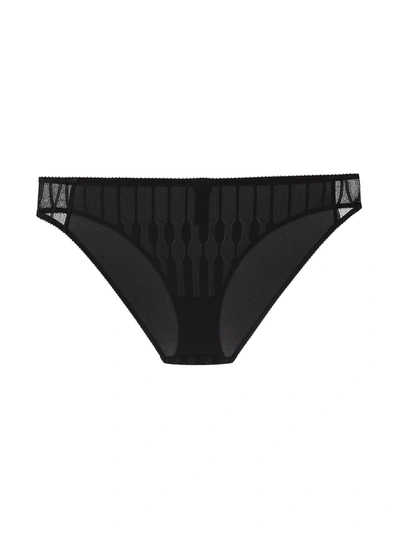 Eres Ebene Leavers Lace-trimmed Stretch-jersey Briefs In Black