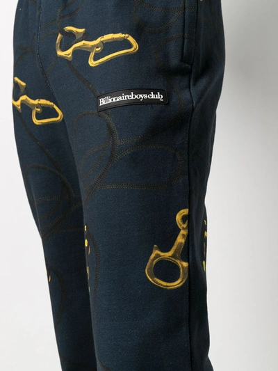 Shop Billionaire Boys Club Graphic-print Cotton Track Pants In Blue