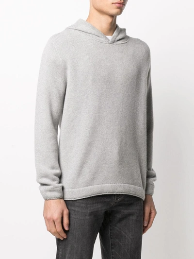 Shop La Fileria For D'aniello Virgin Wool Knitted Hoodie In Grey