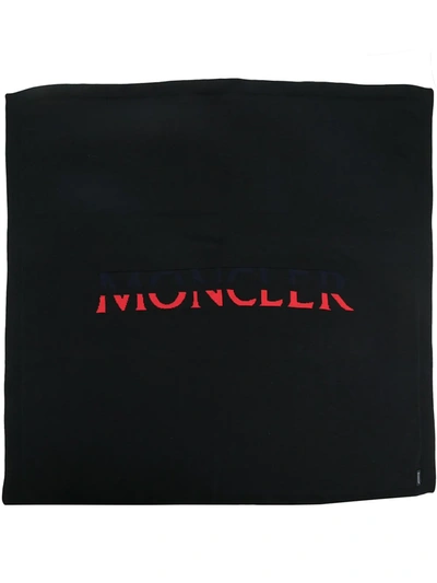 Shop Moncler Cotton-blend Logo Neckerchief In Black