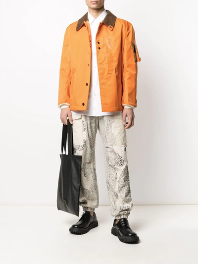 Shop Junya Watanabe Corduroy Collar Jacket In Orange