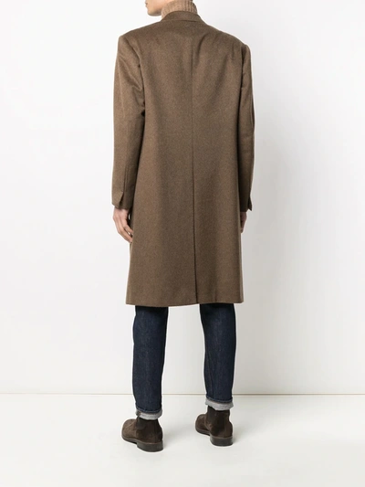 Shop Kiton Cashmere Double Breasted Coat In Brown