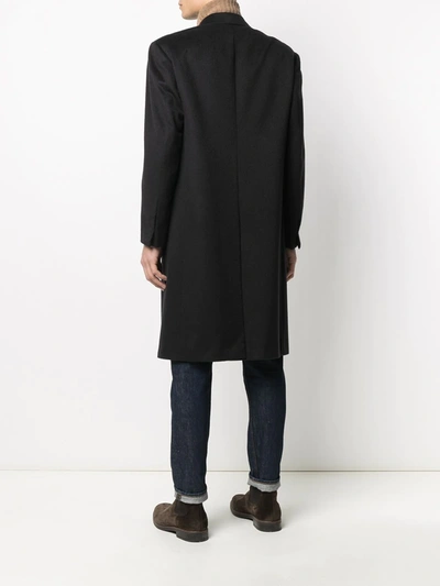 Shop Kiton Cashmere Double Breasted Coat In Black