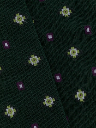 Altea Geometric Print Mid-length Socks In Green
